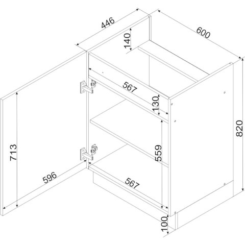 Szafka dolna pod płytę D60PC ELLEN 06 grafit