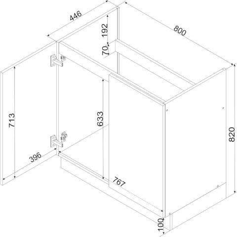 Szafka dolna pod zlew D80ZL ELLEN 02 dąb artisan / czarny groszek