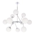 BELWEDER lampa wisząca sufitowa 12x40W E14 chromowana oprawa biały klosz żyrandol elegancki klasyczny glamour do salonu jadalni 