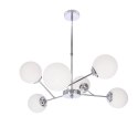 BELWEDER lampa wisząca sufitowa 6x40W E14 chromowana oprawa biały klosz elegancka klasyczna do salonu sypialni jadalni żyrandol 