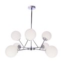 BELWEDER lampa wisząca sufitowa 8x40W E14 chromowana oprawa biały klosz elegancka klasyczna do salonu jadalni sypialni żyrandol 
