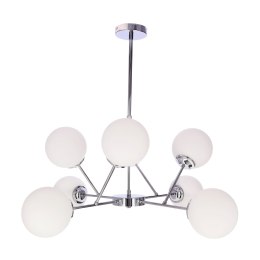 BELWEDER lampa wisząca sufitowa 8x40W E14 chromowana oprawa biały klosz elegancka klasyczna do salonu jadalni sypialni żyrandol 