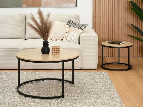 Zestaw 2 stolików Ruth naturalne/czarne