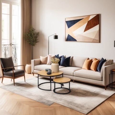 Zestaw 2 stolików Ruth naturalne/czarne