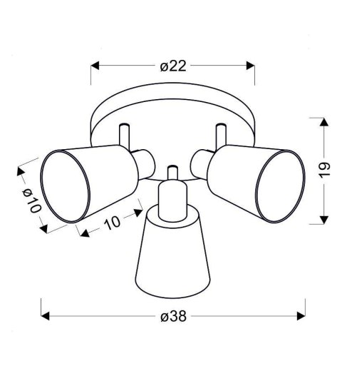 PIN LAMPA SUFITOWA PLAFON 3X40W E14 CHROM
