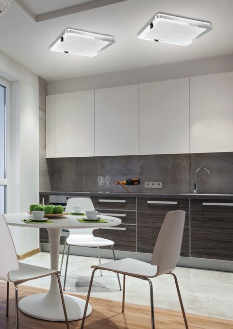 Plafon do łazienki NEXIT minimalistyczny - srebrny chromowany 40 cm - plafon z funkcją ściemniania LED 3000K 24W IP44