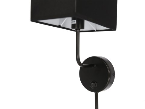 Keto lampa kinkiet czarny 1x40w e14 abażur czarny z włącznikiem