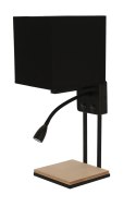 Theo lampa kinkiet czarny 1x40w e14 + 2w led abażur czarny z włącznikami