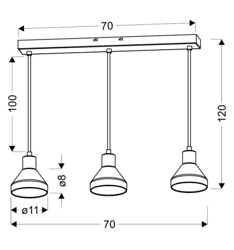 LAMPA WISZĄCA GREGORY CZARNY BRĄZ 3X40W E14 KLOSZ DYMIONY
