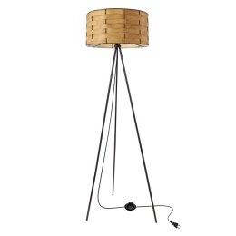 Lampa podłogowa FIANA czarna 1x40W E27 abażur sosnowy naturalny czarny nowoczesna stojąca do salonu sypialni biura oświetlenie d