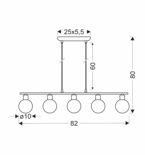Oden lampa wisząca chromowy 5x40w g9 klosz biały