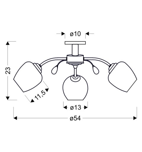 Estar lampa sufitowa chromowy 3x40w e27 klosz biały