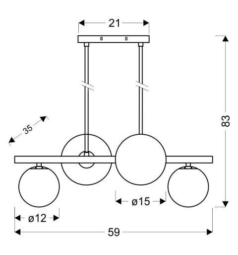 KAMA LAMPA WISZĄCA 4X28W G9 MOSIĄDZ