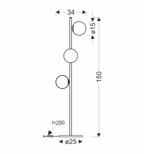 Kama lampa podłogowa czarny+złoty 3x28w g9 klosz biały