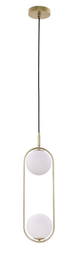 Lampa wisząca CORDEL elegancka - złoty mosiądz z białymi kloszami kulkami - nowoczesne oświetlenie salonu 2x G9 LED