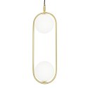 Lampa wisząca CORDEL elegancka - złoty mosiądz z białymi kloszami kulkami - nowoczesne oświetlenie salonu 2x G9 LED