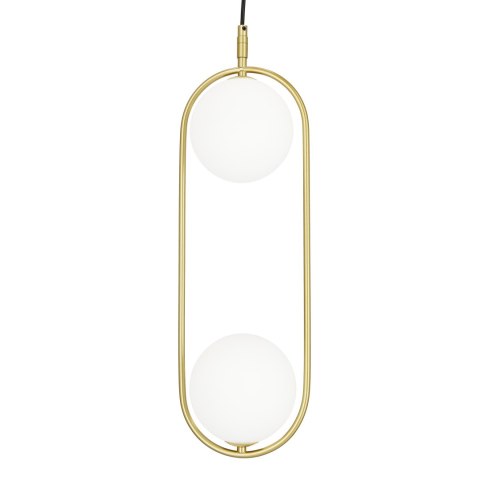 Lampa wisząca CORDEL elegancka - złoty mosiądz z białymi kloszami kulkami - nowoczesne oświetlenie salonu 2x G9 LED