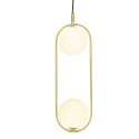 Lampa wisząca CORDEL elegancka - złoty mosiądz z białymi kloszami kulkami - nowoczesne oświetlenie salonu 2x G9 LED
