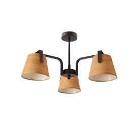 Milbury lampa sufitowa plafon 3x40W E14 czarny metal abażury tkanina żółte nowoczesna oprawa oświetleniowa salon sypialnia przed