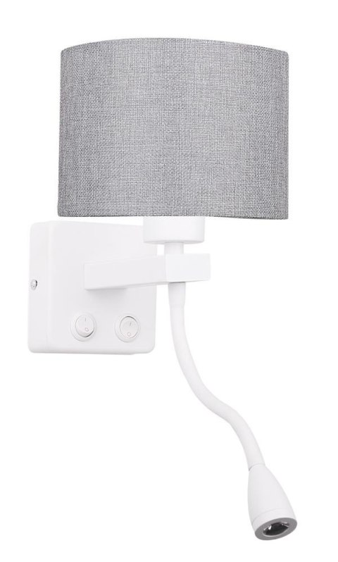 POLO KINKIET 1X40W E27 + 2W LED BIAŁY ABAŻ. OKRĄGŁY SZARY
