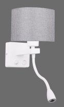 POLO KINKIET 1X40W E27 + 2W LED BIAŁY ABAŻ. OKRĄGŁY SZARY