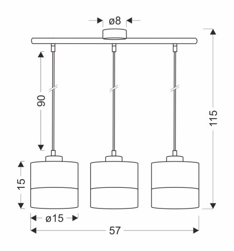 Porto lampa wisząca czarny 3x60w e27 abażur czarny+brązowy
