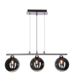 SOMUL lampa wisząca 3x20W G9 chrom klosze szklane 12 cm grafitowe nowoczesna elegancka oprawa oświetleniowa salon jadalnia kuchn