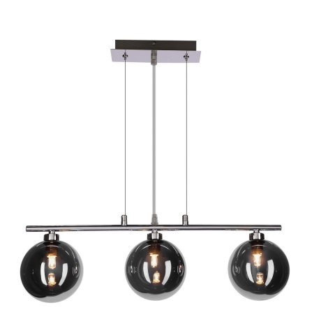 SOMUL lampa wisząca 3x20W G9 chrom klosze szklane 12 cm grafitowe nowoczesna elegancka oprawa oświetleniowa salon jadalnia kuchn