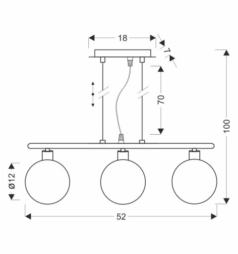SOMUL lampa wisząca 3x20W G9 chrom klosze szklane 12 cm grafitowe nowoczesna elegancka oprawa oświetleniowa salon jadalnia kuchn