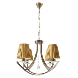 VITORIA lampa wisząca sufitowa 4x40W E14 patynowa oprawa miodowe abażury klasyczna elegancka do salonu jadalni sypialni vintage 