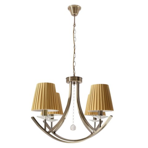 VITORIA lampa wisząca sufitowa 4x40W E14 patynowa oprawa miodowe abażury klasyczna elegancka do salonu jadalni sypialni vintage 