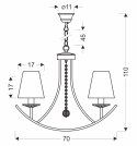 VITORIA lampa wisząca sufitowa 4x40W E14 patynowa oprawa miodowe abażury klasyczna elegancka do salonu jadalni sypialni vintage 