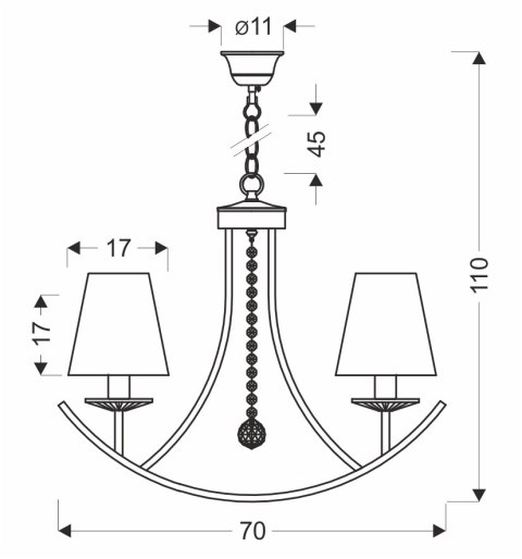 VITORIA lampa wisząca sufitowa 4x40W E14 patynowa oprawa miodowe abażury klasyczna elegancka do salonu jadalni sypialni vintage 