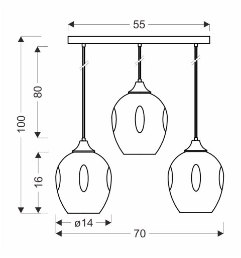 Aspa lampa wisząca czarny 3x40w e27 klosz brązowy