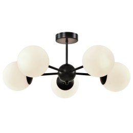 Calari lampa wisząca 5x40W E14 czarna z białymi kloszami elegancka klasyczna oprawa oświetleniowa do salonu jadalni kuchni sypia