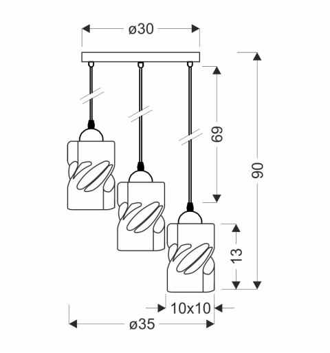 Felis lampa wisząca talerz czarny 3x60w e27 klosz bursztynowy