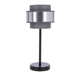 HARE LAMPA STOŁOWA CZARNY 1X60W E27 ABAŻUR SZARY+SREBRNY