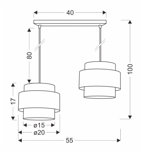 Prestige lampa wisząca czarny 2x40w e27 abażur czarny+złoty