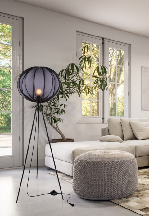 MELLOW lampa podłogowa czarny 1x40W E27 abażur mist 52 czarny kula