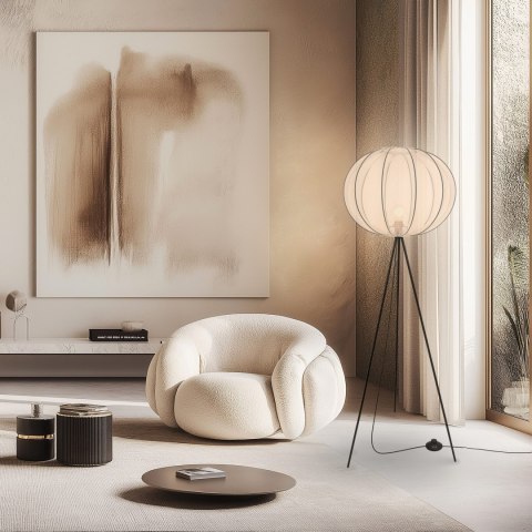 MELLOW lampa pod³ogowa czarny 1x40W E27 aba¿ur mist 52 bia³y kula