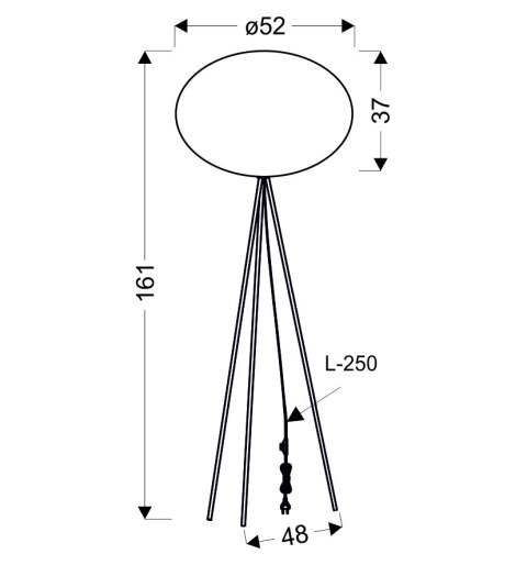 MELLOW lampa pod³ogowa czarny 1x40W E27 aba¿ur mist 52 bia³y kula