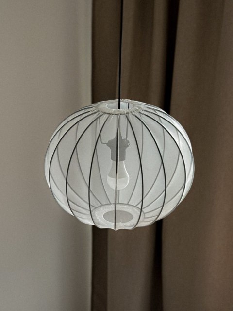 MELLOW lampa wisząca czarny 1x40W E27 abażur mist 52 biały kula