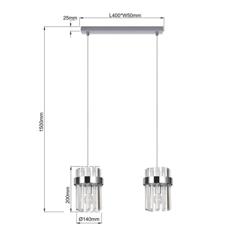 Light Prestige Lampa wisząca Vetro chrom 2xE14