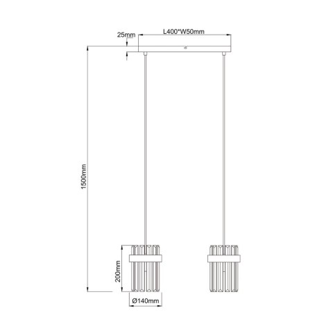 Light Prestige Lampa wisząca Vetro złota 2xE14