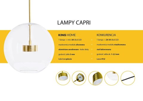 MOOSEE Lampa wisząca CAPRI DISC 5 złota - 300 LED, aluminium, szkło