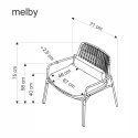 MELBY fotel wypoczynkowy, stelaż - biały, tapicerka - popielaty