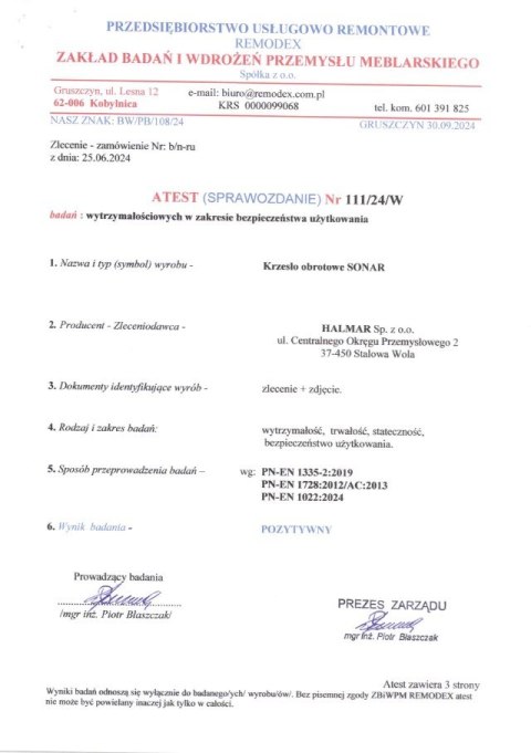 SONAR fotel gabinetowy czarny