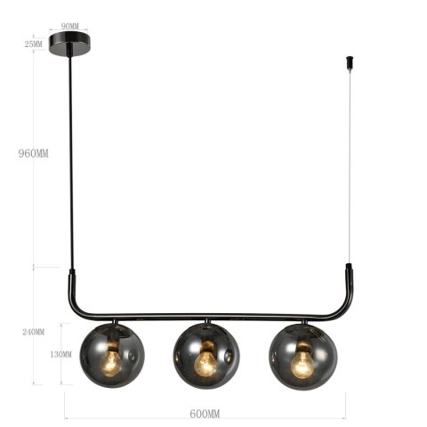 Light Prestige Lampa wisząca Alisa grafitowa 3xE14