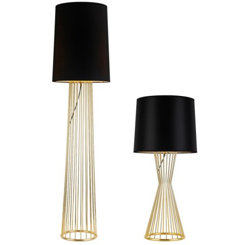 Lampa podłogowa FILO-2 czarno-złota, metalowa, E27, 156 cm