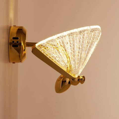 Lampa ścienna BEE LED 18 cm - złoty kinkiet dekoracyjny